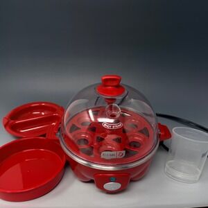 Dash Rapid Egg Cooker Red DEC005RD Electric 6 Egg Capacity Poacher Omelet Maker